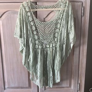 Size 1X Mint Green Lacey Top
